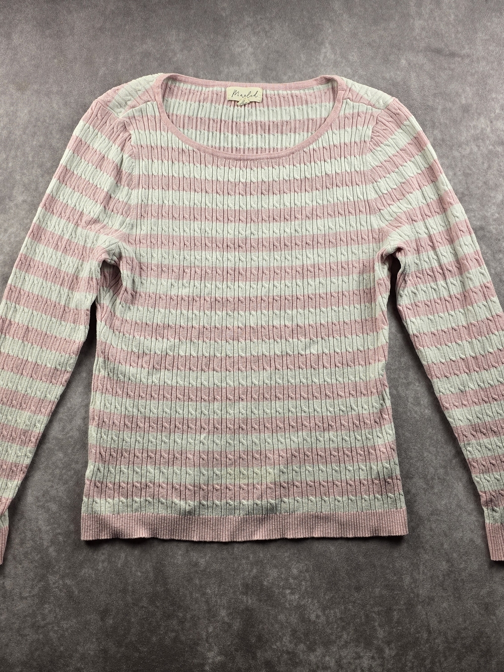 Marled by Reunited Clothing Pink Cream Shimmer Cable Knit Sweater XL